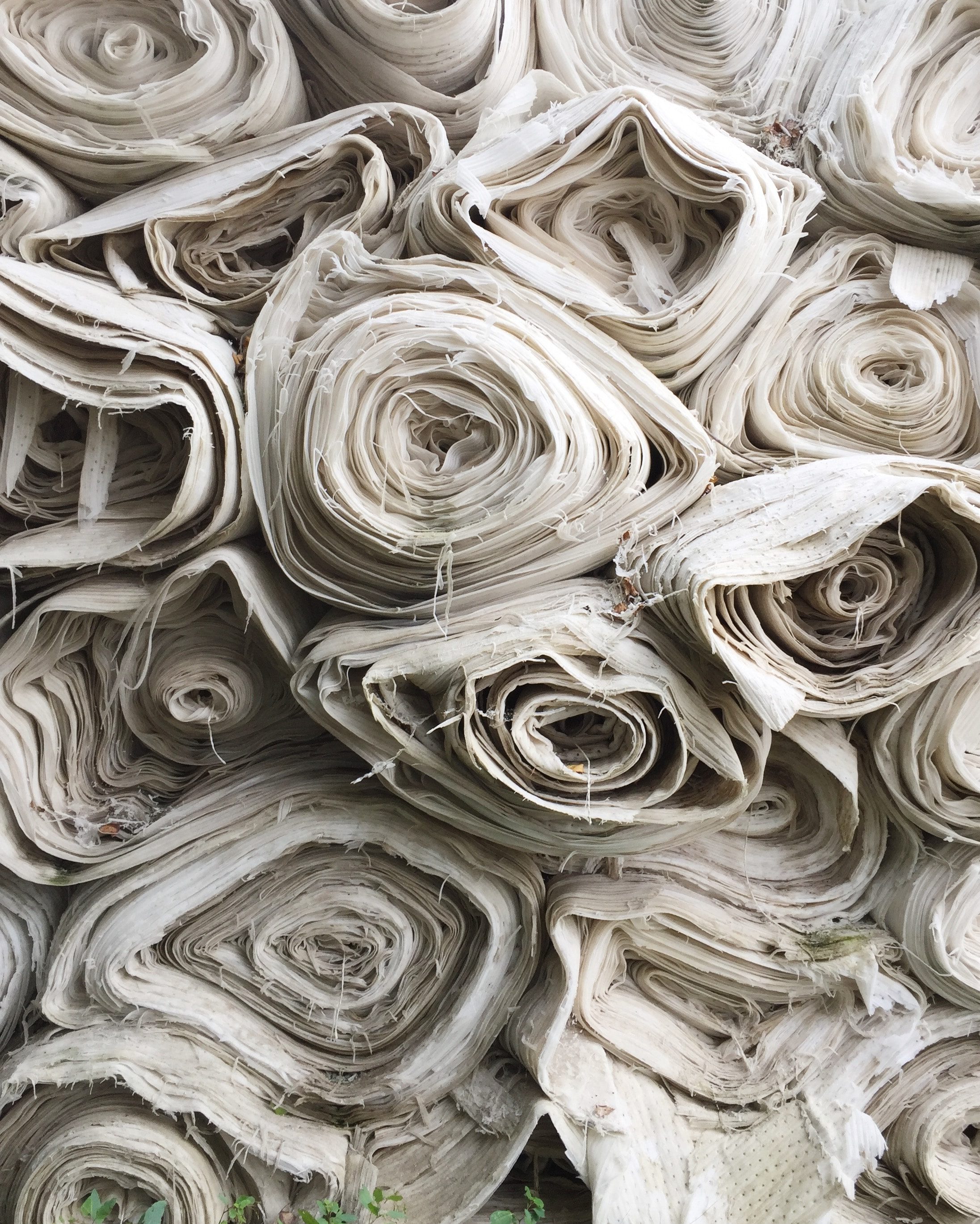 Rolls of white fabric